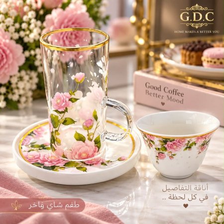 طقم قهوة وشاي - 18 قطعة