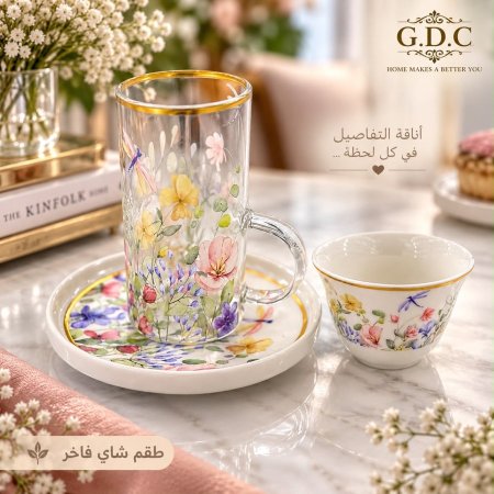 طقم قهوة وشاي - 18 قطعة