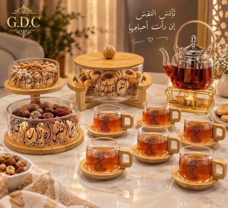 طقم ضيافة خط عربي